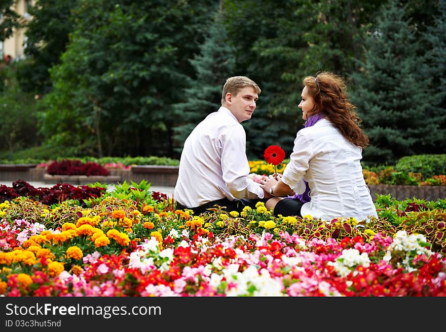 Romantic date in the flower park