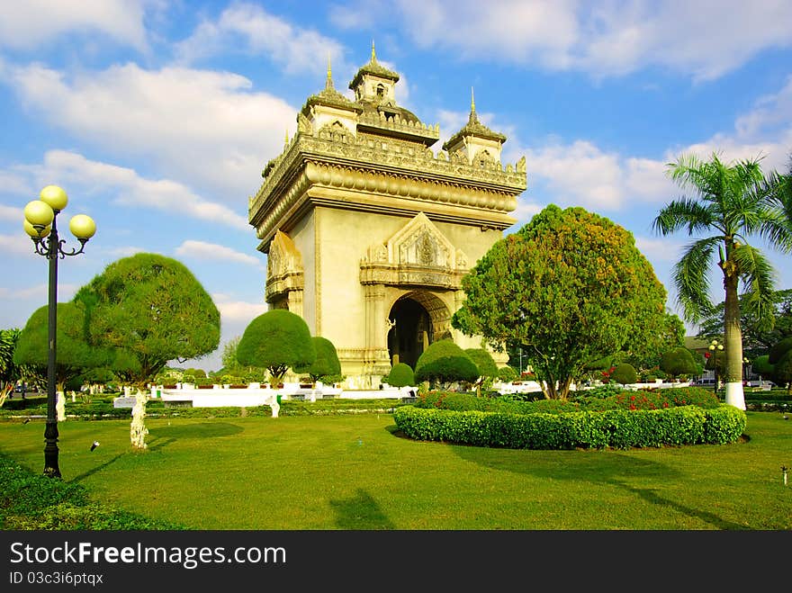 On the photo: Vientiane. Victory Gate