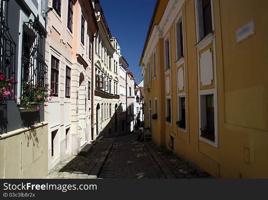 An old narrow street in old town bratislava. An old narrow street in old town bratislava