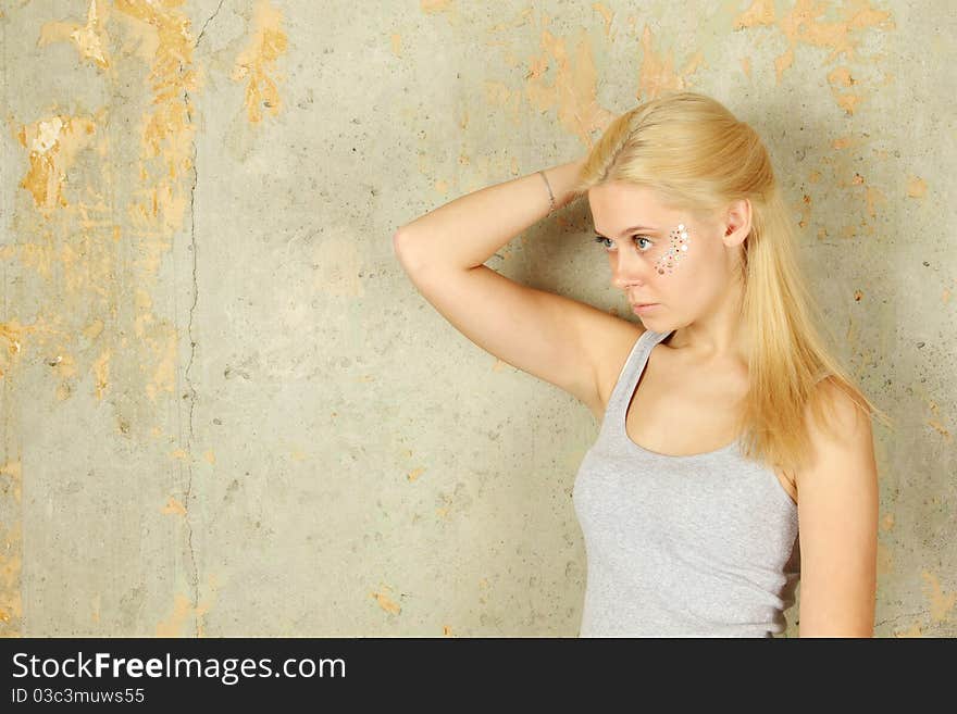 Beautiful Woman With Makeup And Sequins