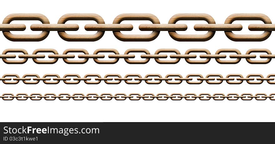 A wooden chain on white. A wooden chain on white