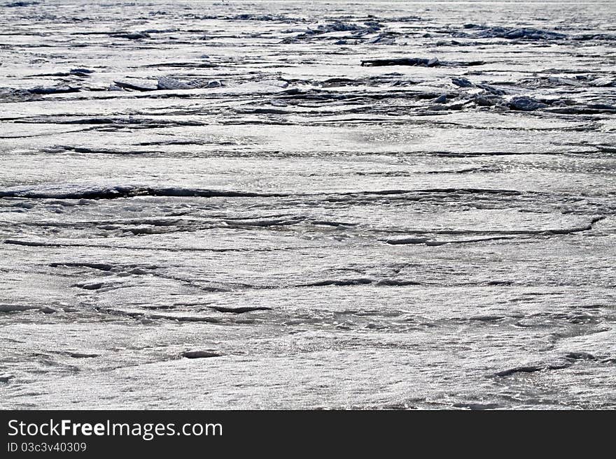 Floating ice in the sea.