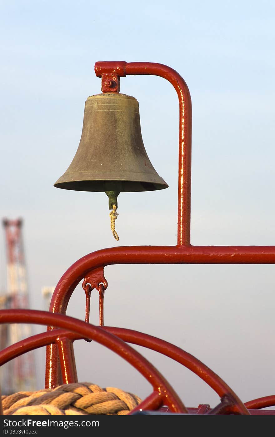 Detail of bell on board a tug boat