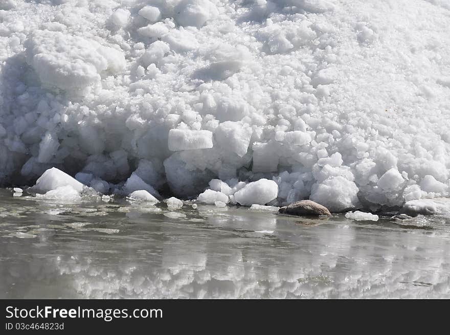 Glacier at the edge of lake