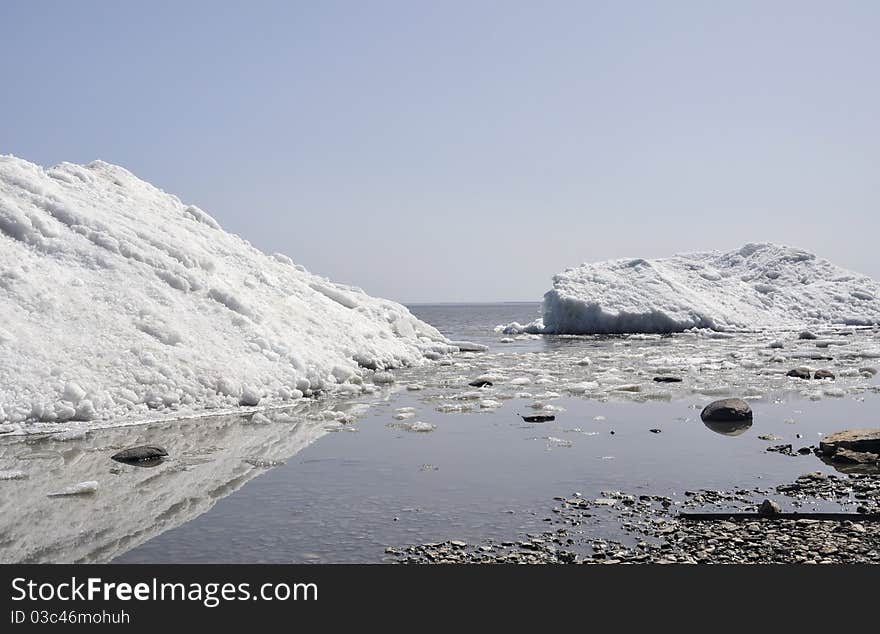 Glacier at the edge of lake