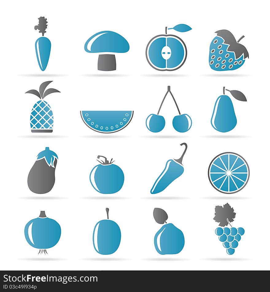 Different kinds of fruits and Vegetable icons