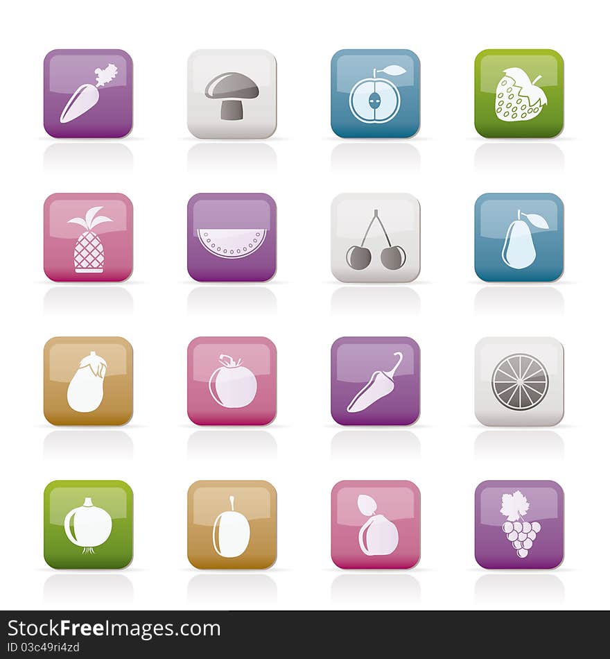 Different kinds of fruits and Vegetable icons - icon set