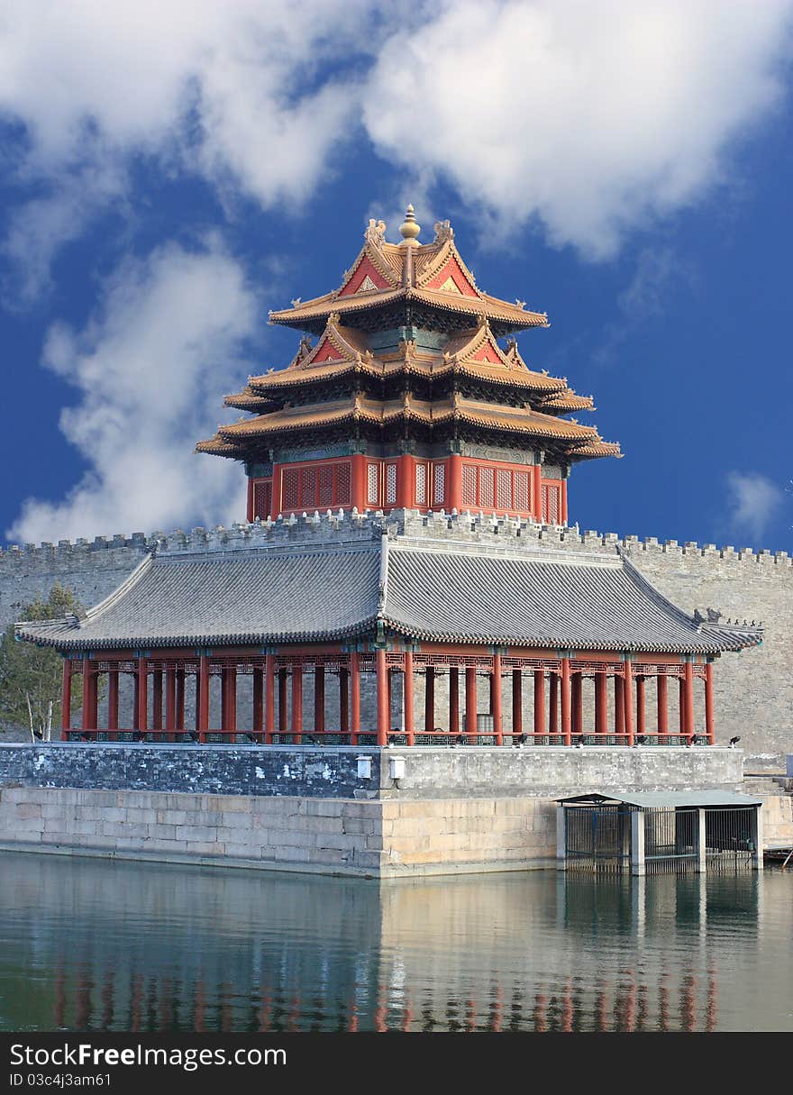 Turret,northwest corner of forbidden city, Beijing China. Turret,northwest corner of forbidden city, Beijing China.