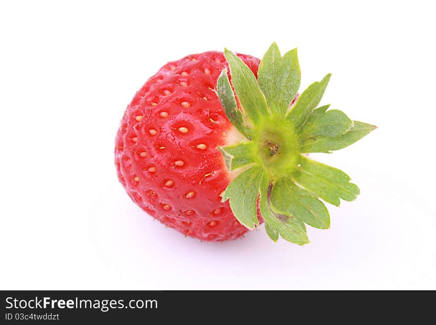 One strawberry isolated on white background