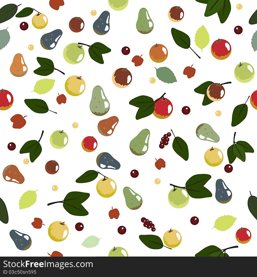 Seamless Pattern With Apples And Pears