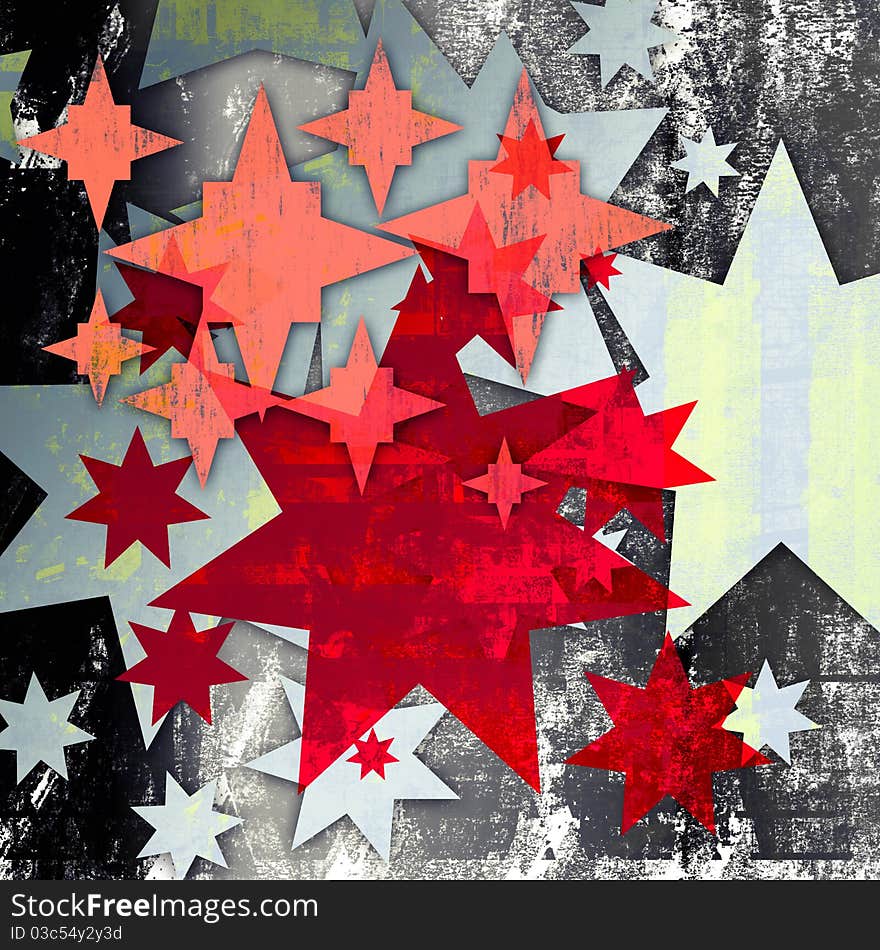 Stars on dark grunge background