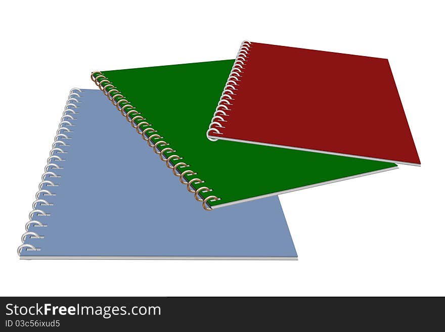 Set notebook isolated on white background