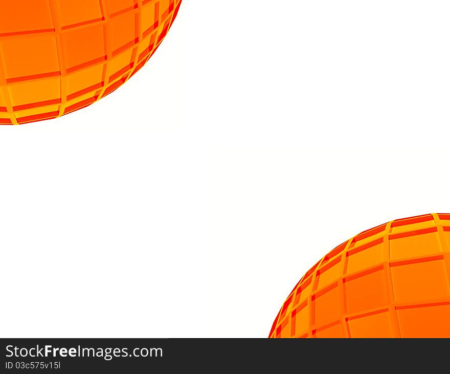 3D two orange demispheres on white