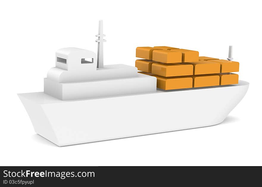 Simplified Cargo ship with orange containers