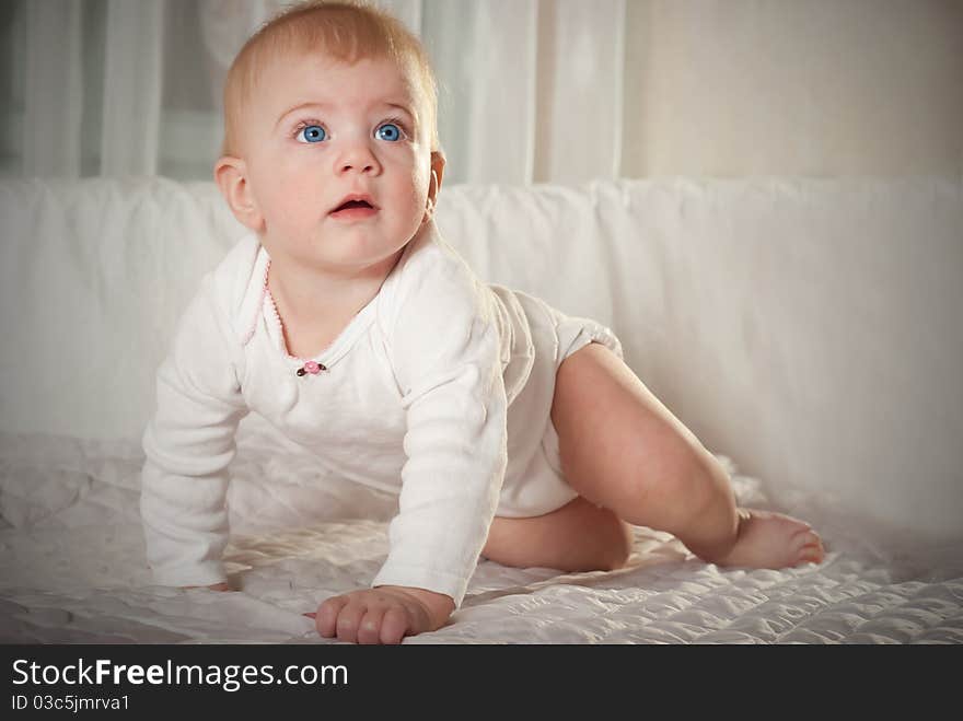 Closeup portrait of cute baby girl