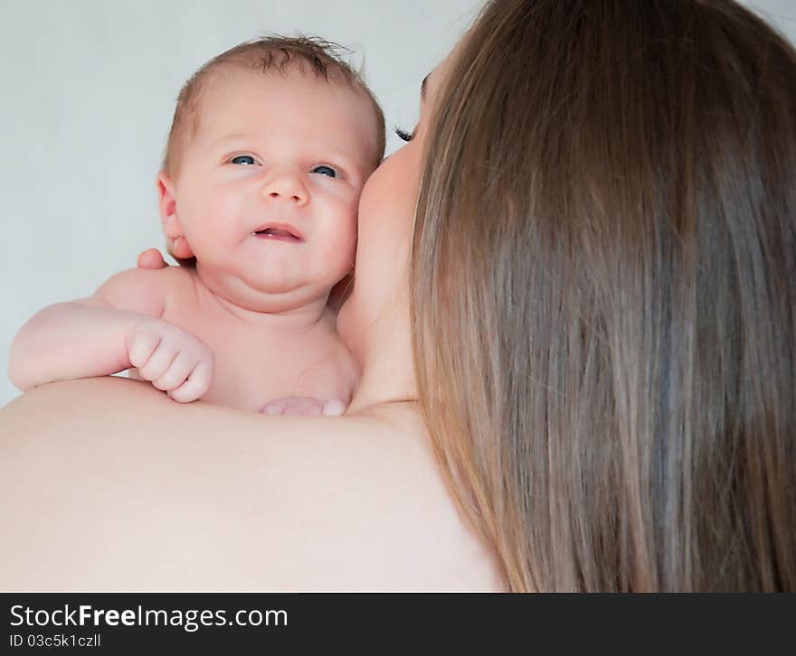 Happy young mother with newborn baby. Happy young mother with newborn baby