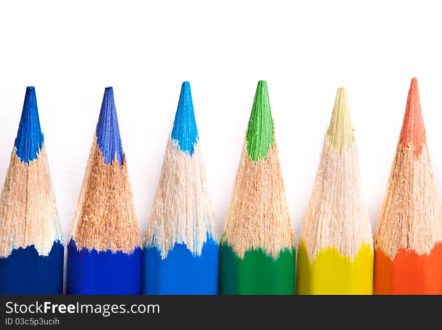 Colored Pencils Across White