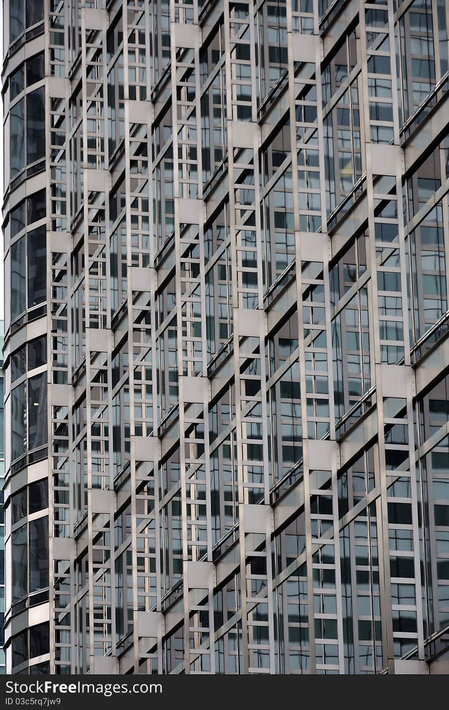 Modern facade of a building, made of steel and glass. Modern facade of a building, made of steel and glass