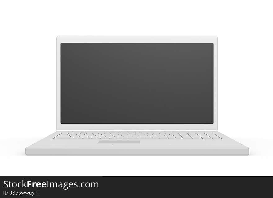 Laptop isolated, black screen with copy space