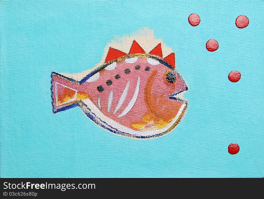 A fanciful hand painted fish