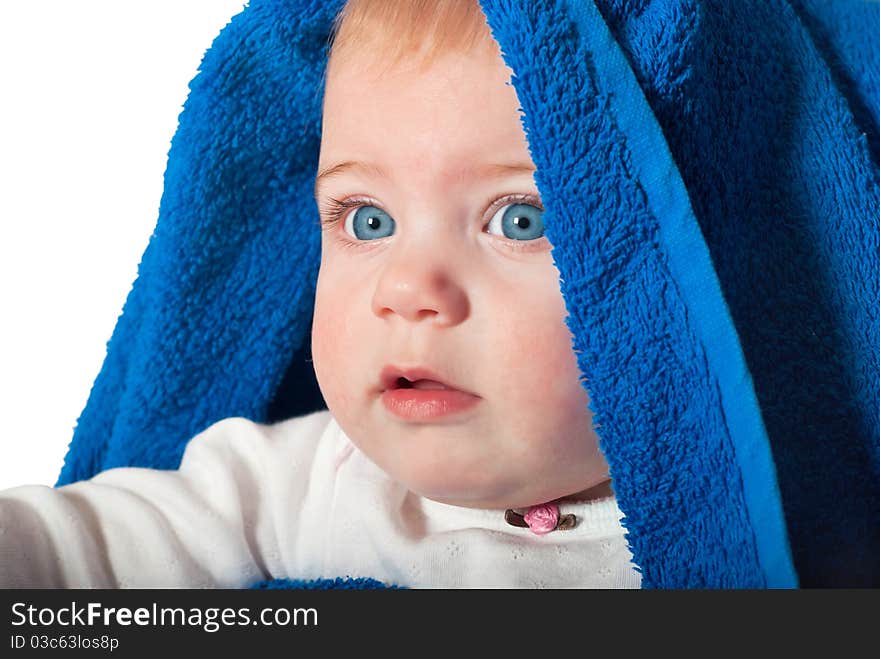 Closeup portrait of cute baby girl