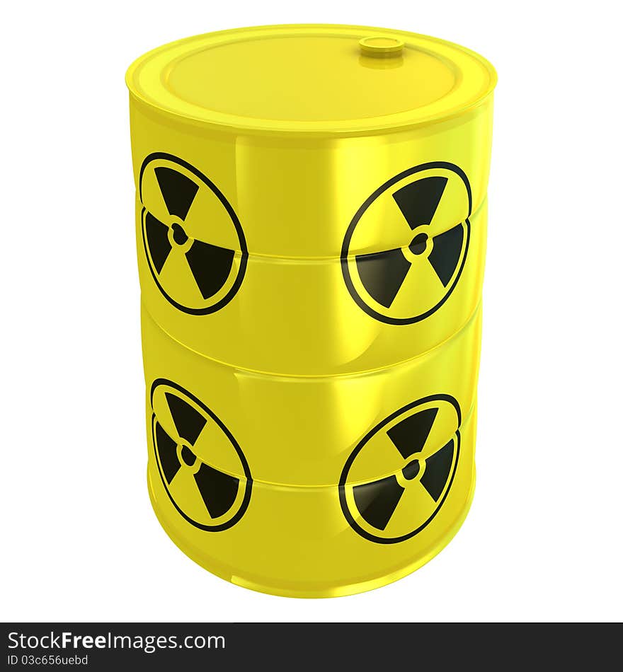 3d illustration of radioactive tank isolated on white