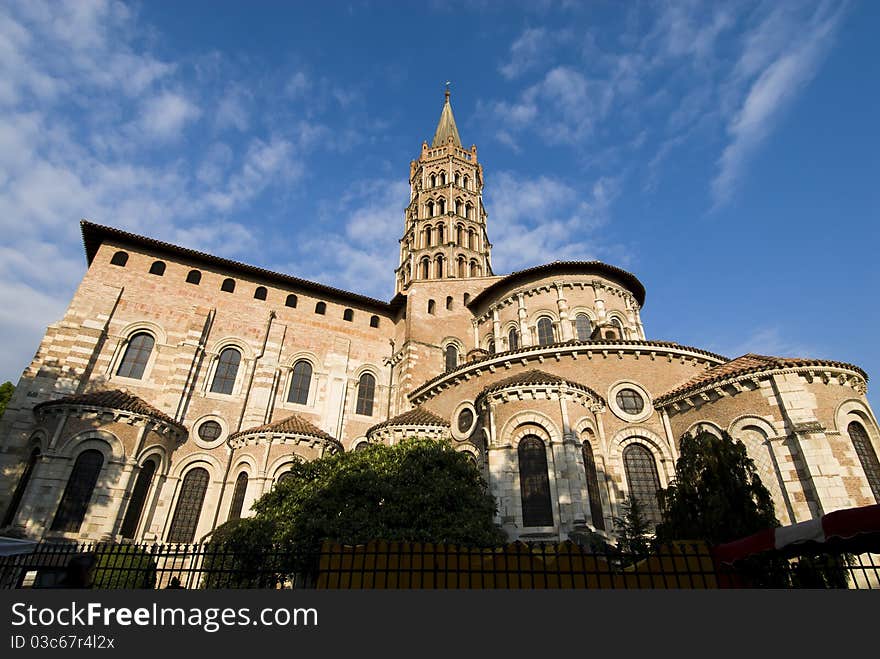 The basilica of Saint Sernin is a church (roman style) in Toulouse, south France. The basilica of Saint Sernin is a church (roman style) in Toulouse, south France