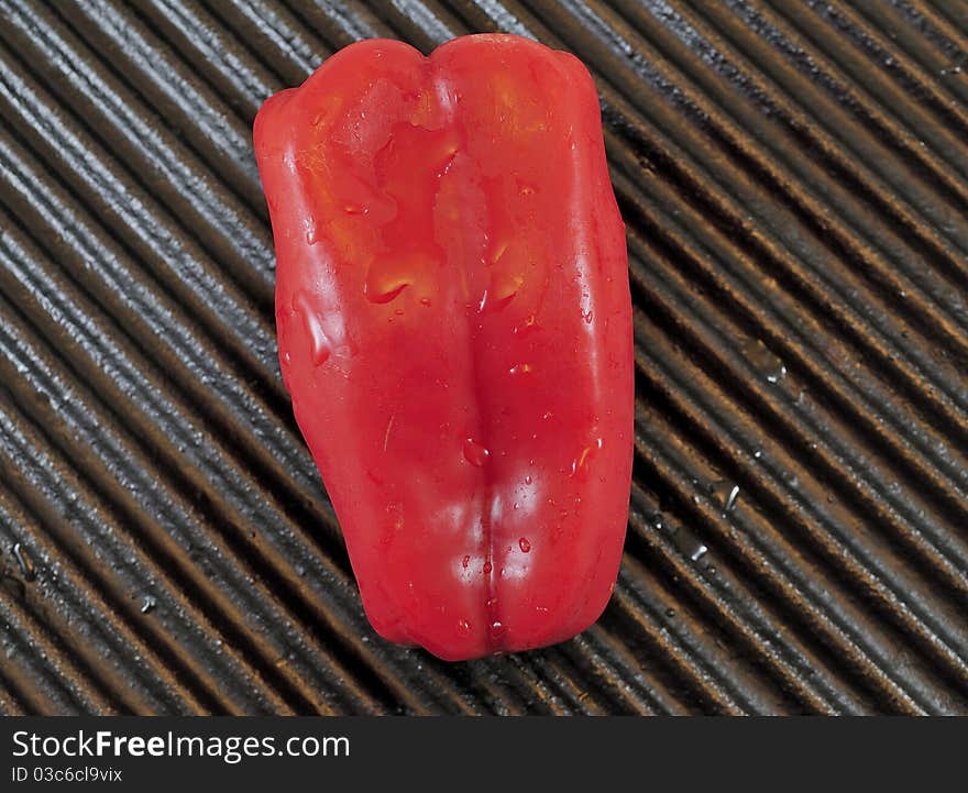 Red peppers on grill