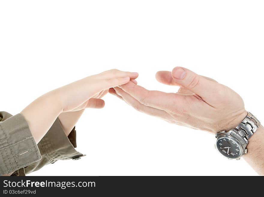 Adults and children's hands in different gestures