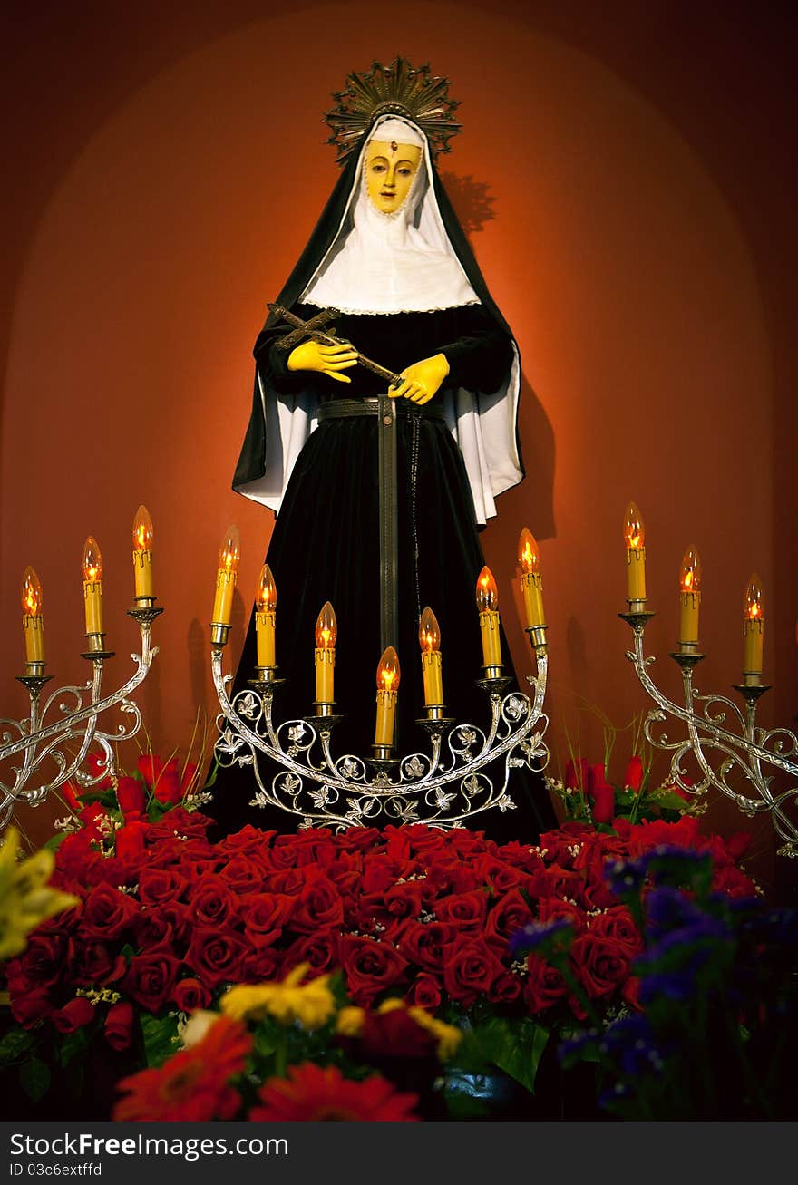 A statue of important saint in spain