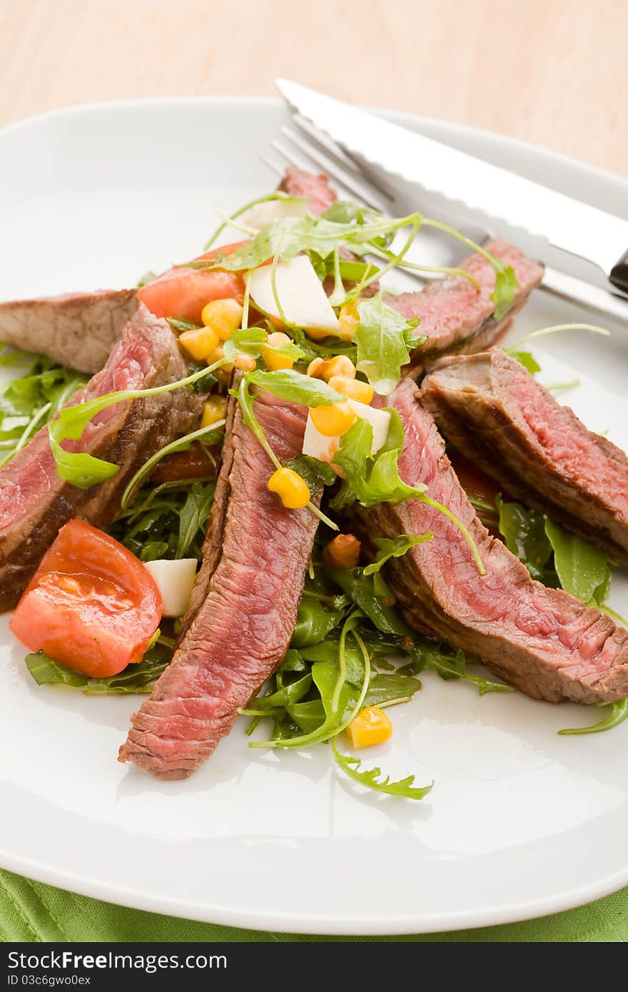 Meat with Rocket salad