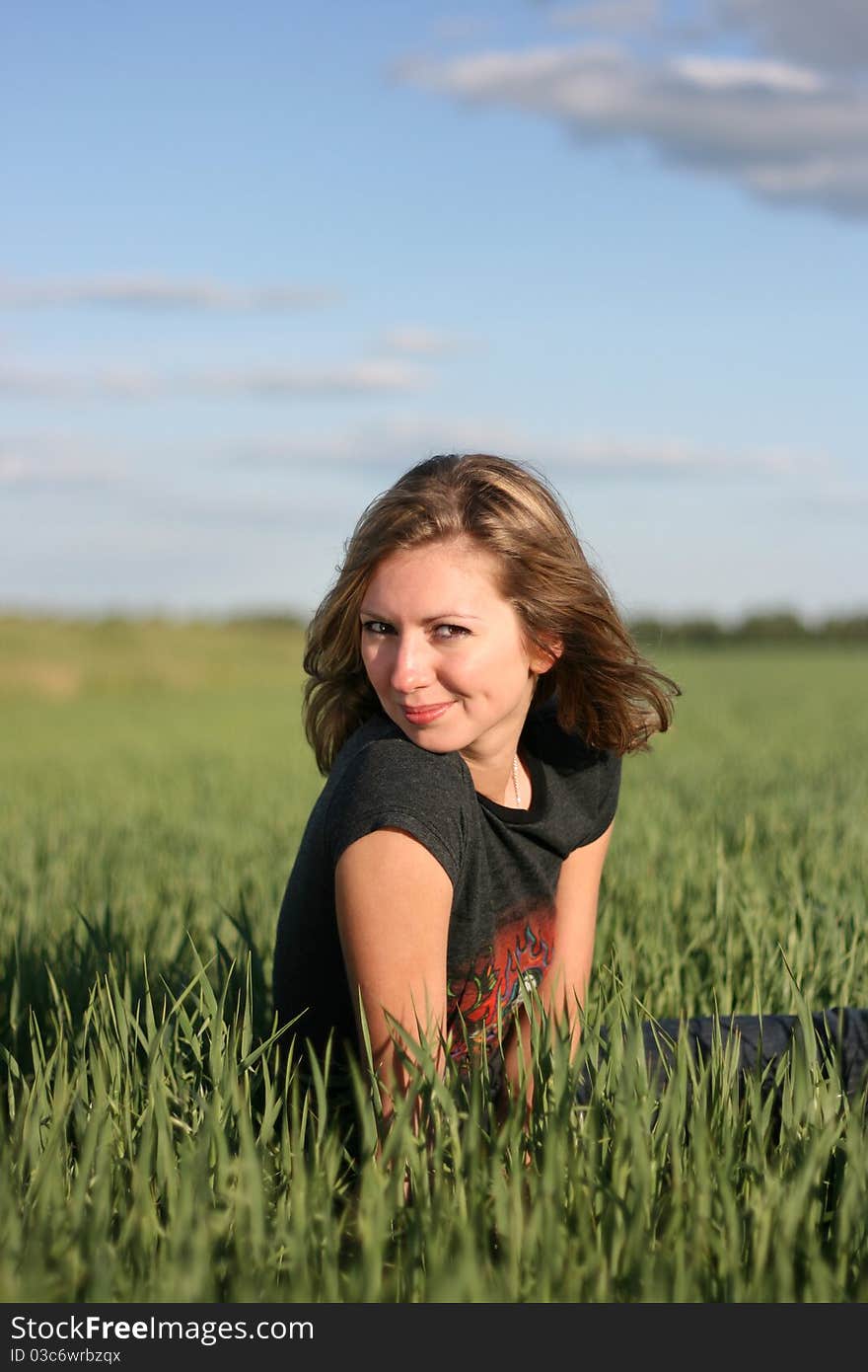 Girl in grass field