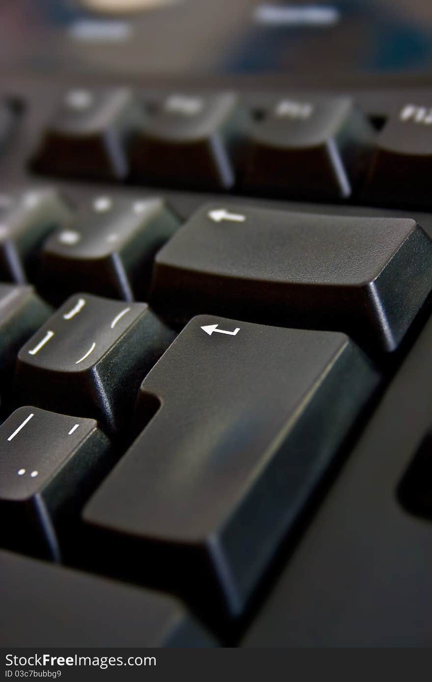 Closeup of the enter key on the ergonomic keyboard