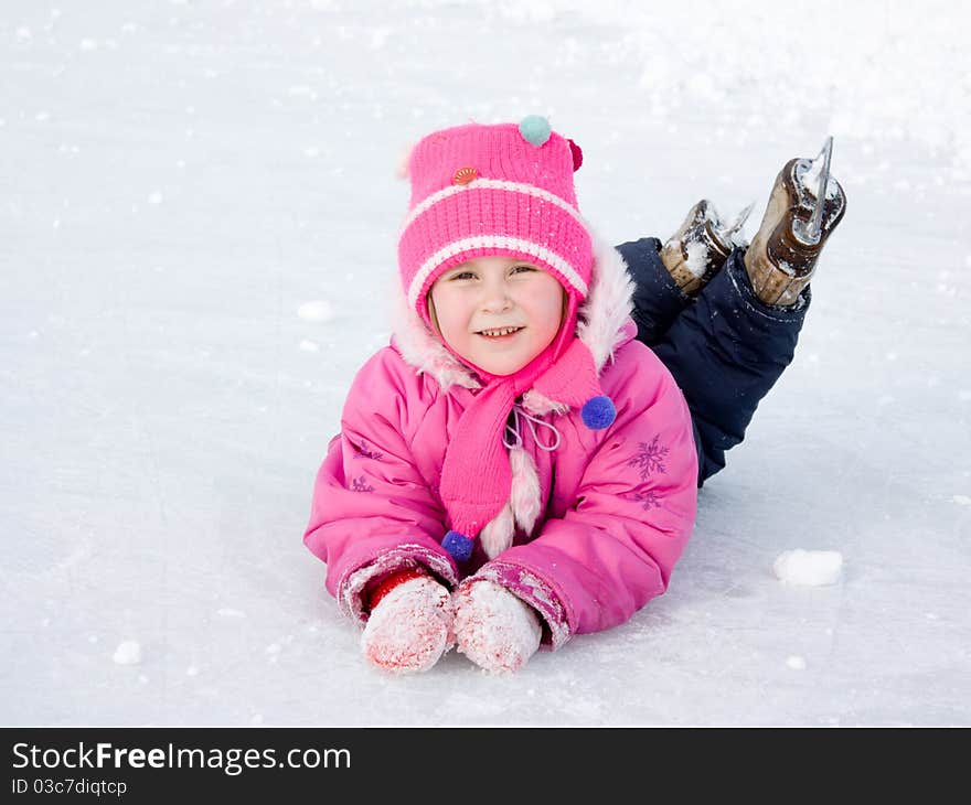 The girl in the skate on the ice.