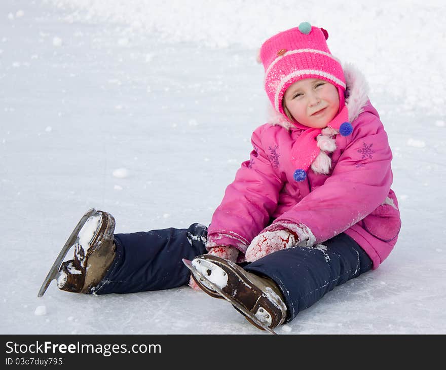 The girl in the skate on the ice.