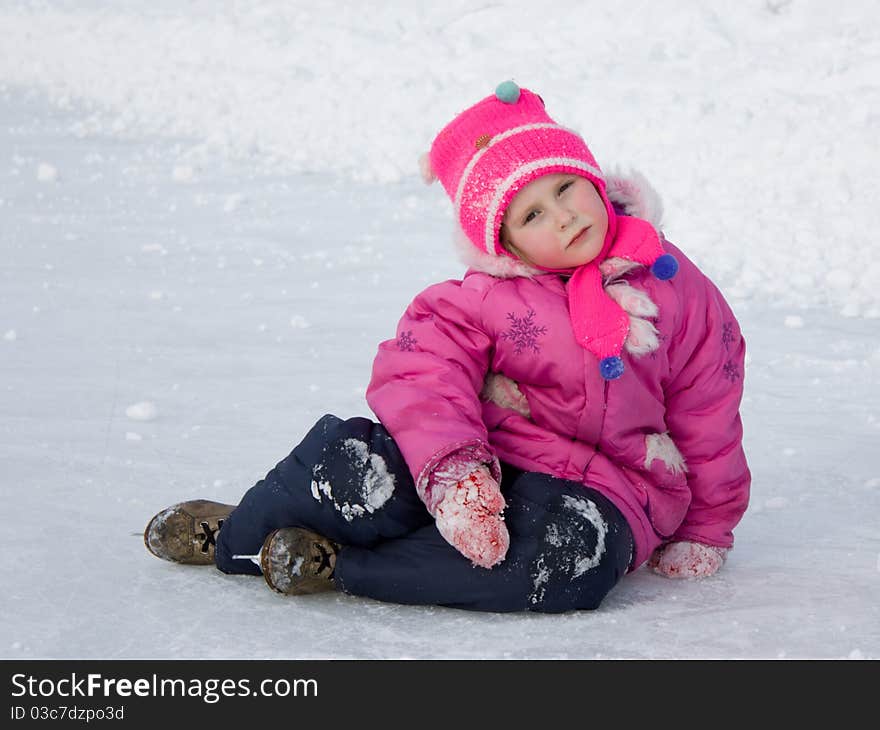 The girl in the skate on the ice.