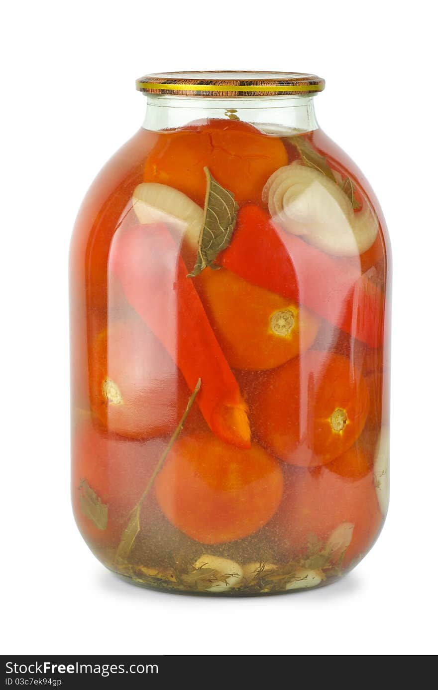 Glass jar with homemade marinated