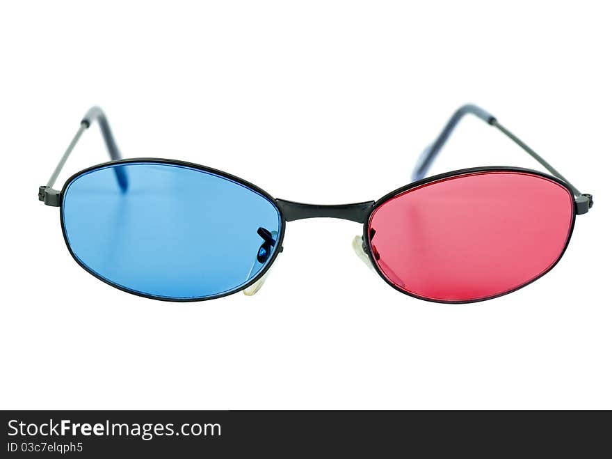 Pair of anaglyphic blue-red