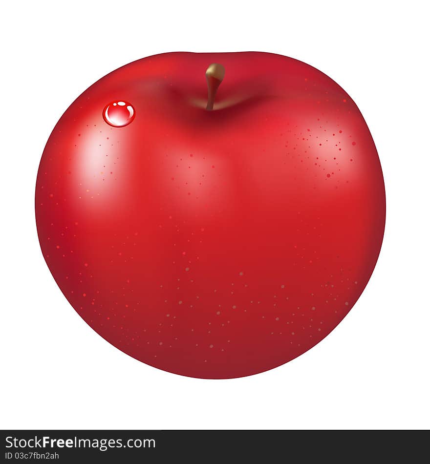 Red Apple, Isolated On White Background, Vector Illustration