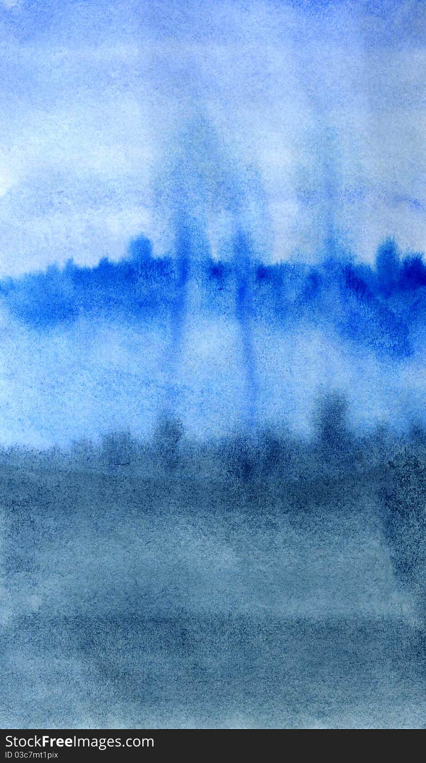 Background with a blue and gray strip. Water color painting