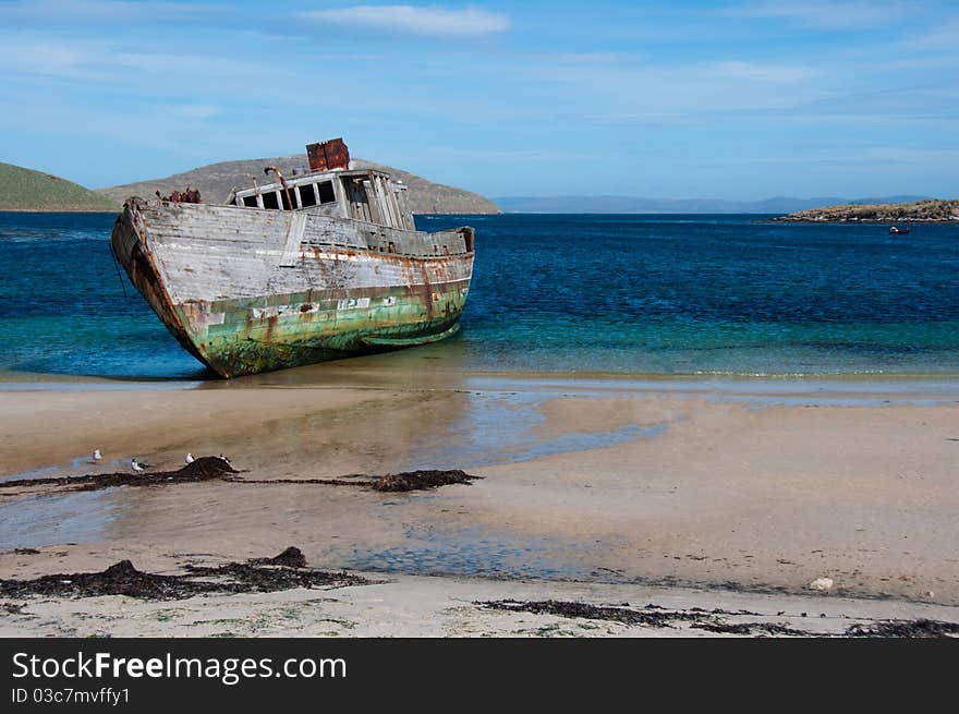 Old Shipwreck On The Beach In Antarctica