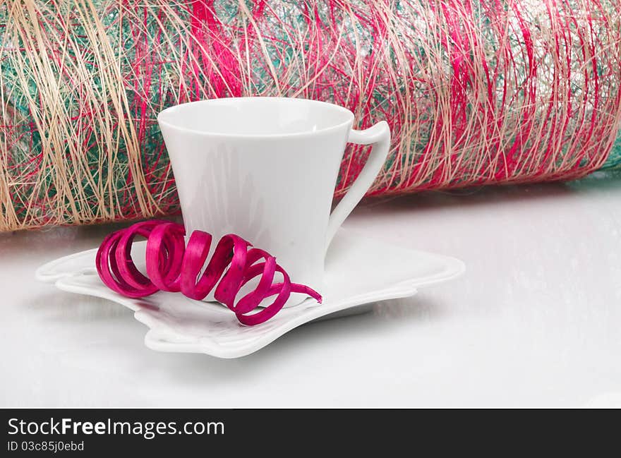 Cup of coffee on the white background