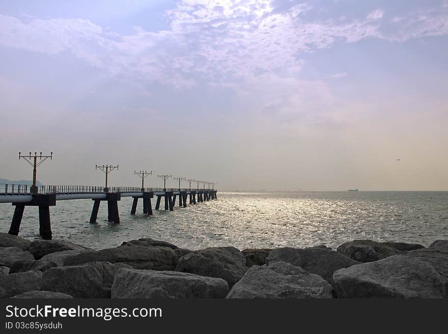 Coast of Airport outbound, signal lighting bridge.