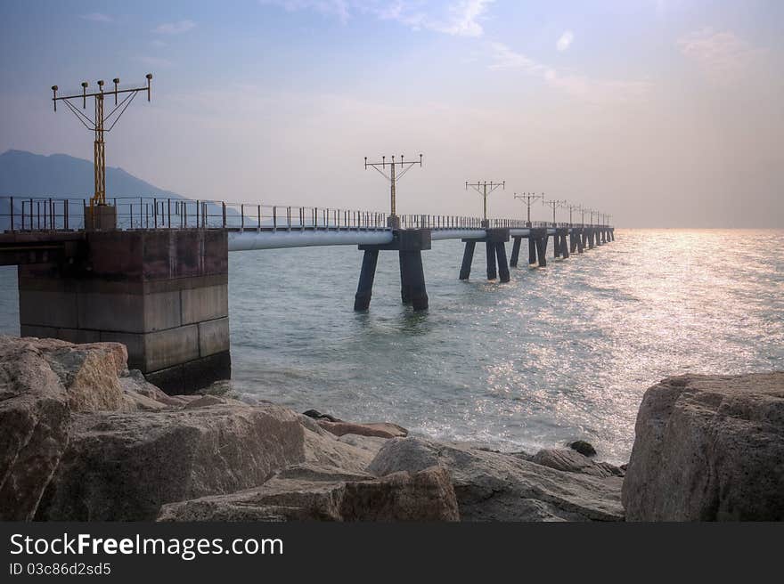 Coast of Airport outbound, signal lighting bridge.