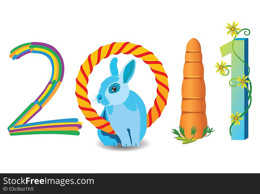 Year 2011 vector concept nicely done as colorful art presenting the lucky and enduring rabbit together with growth and prosperity. Year 2011 vector concept nicely done as colorful art presenting the lucky and enduring rabbit together with growth and prosperity