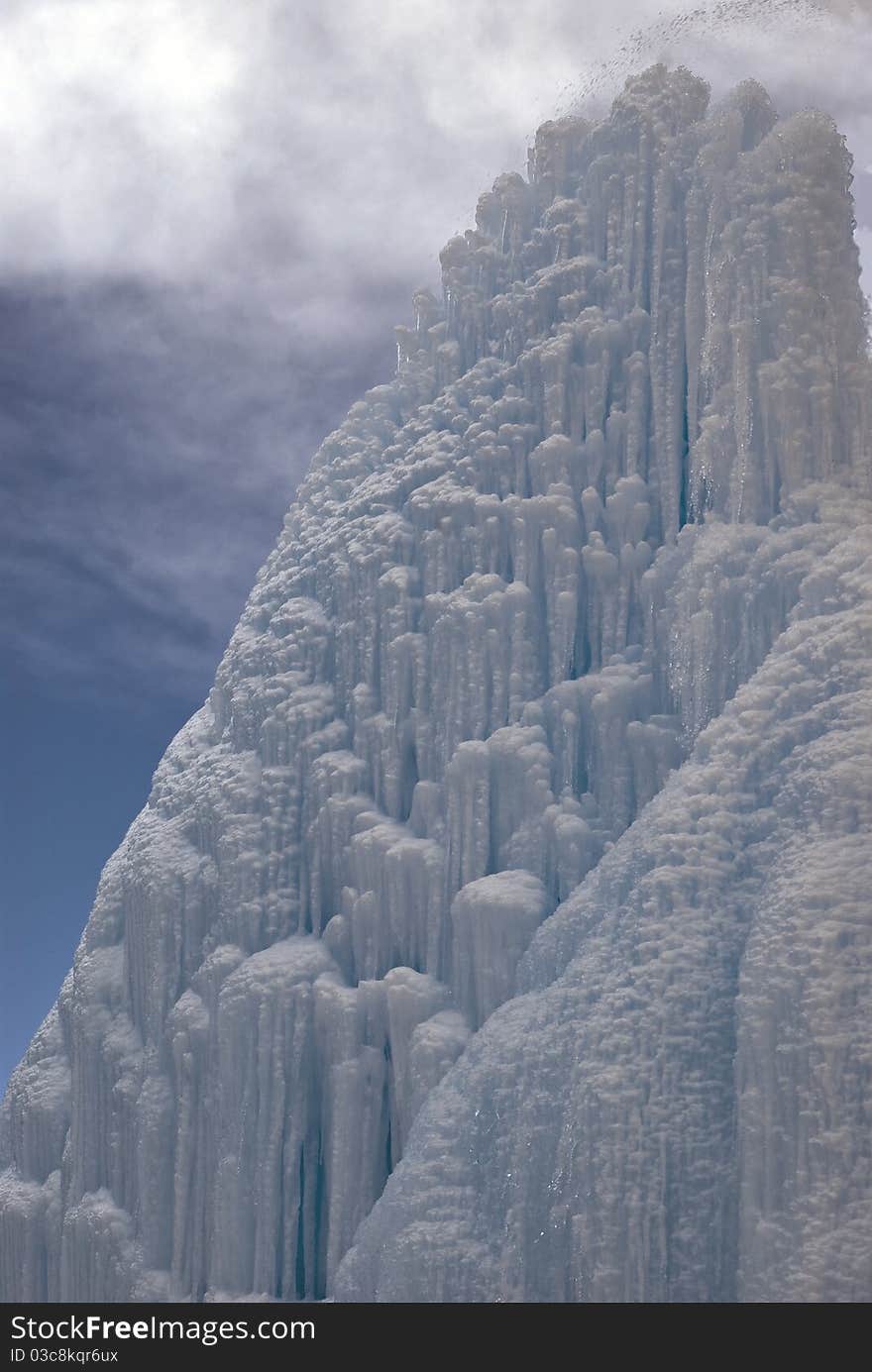 Icicles against the sky.