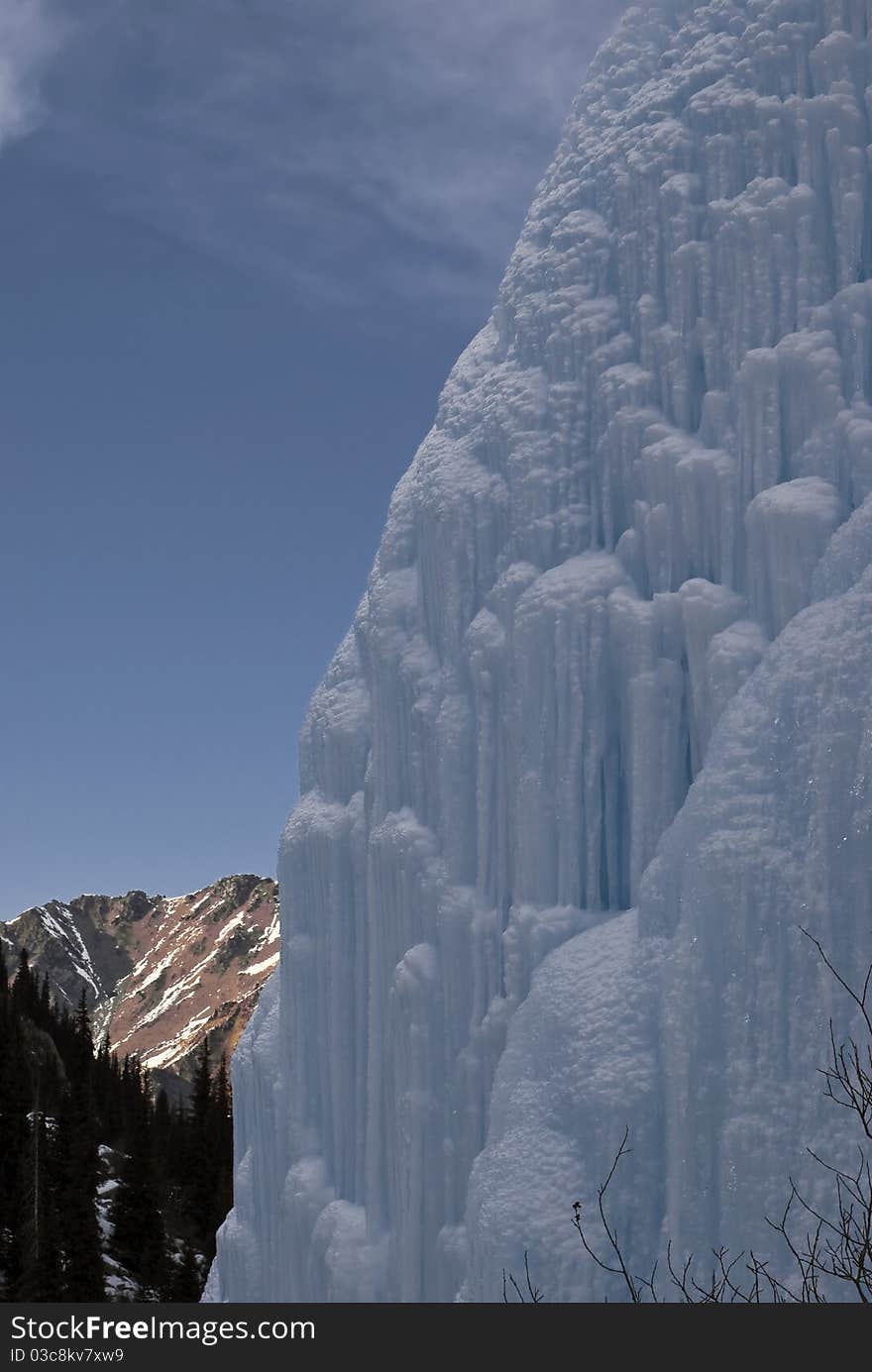 Icicles on a background of blue sunny sky. Icicles on a background of blue sunny sky.