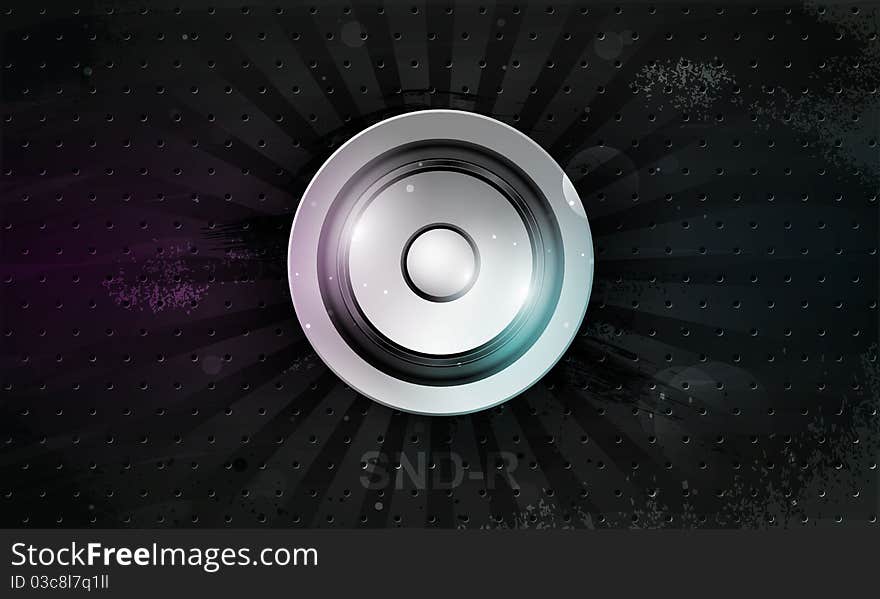 Vector musical speaker icon on a dark background