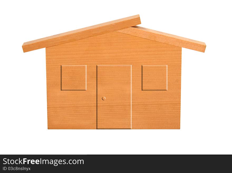 A small wooden model house isolated on a white background. Clipping path included. A small wooden model house isolated on a white background. Clipping path included.