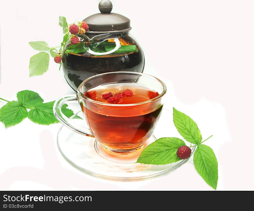 Fruit raspberry red tea with currant extract and berries